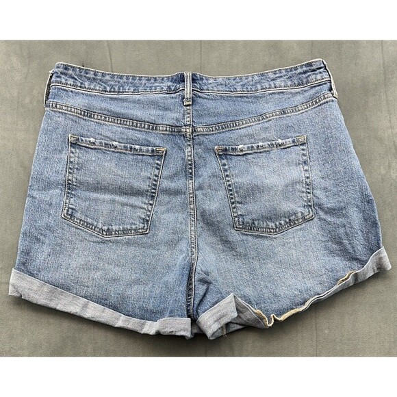 Wild Fable Juniors 17 R Super High Rise Rolled Cuff Jean Shorts Blue Medium Wash - Picture 2 of 12